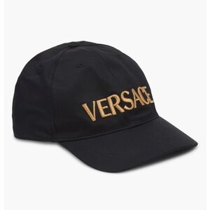 NWT Versace Embroidered Metallic Logo Cotton Drill Baseball Cap Size 58cm